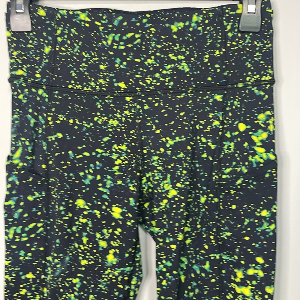 lululemon athletica Black Leggings with Neon Green Speckle Print - Picture 3 of 7